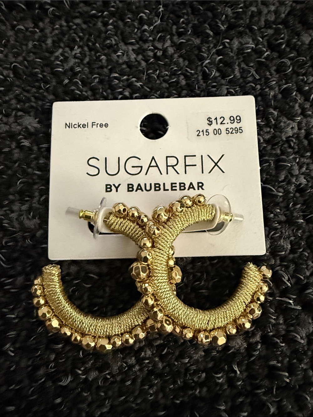 Sugarfix by BaubleBar Gold Textured Beaded Hoop Earrings